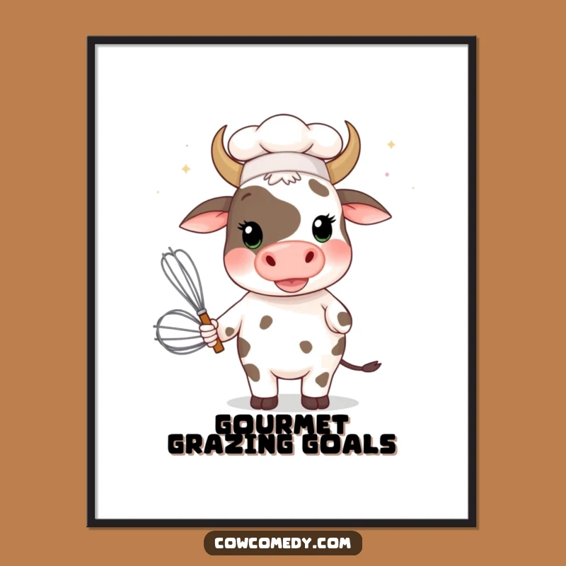 Funny Chef Cow Poster: Adorn Your Walls with Whimsical Culinary Art, Ideal Funny Gift