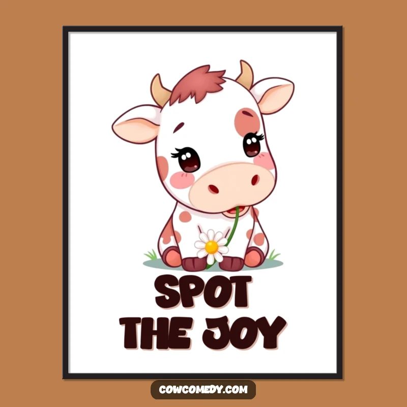 Funny Cow Daisy Poster - Adorable Spotted Cow Wall Art Gift