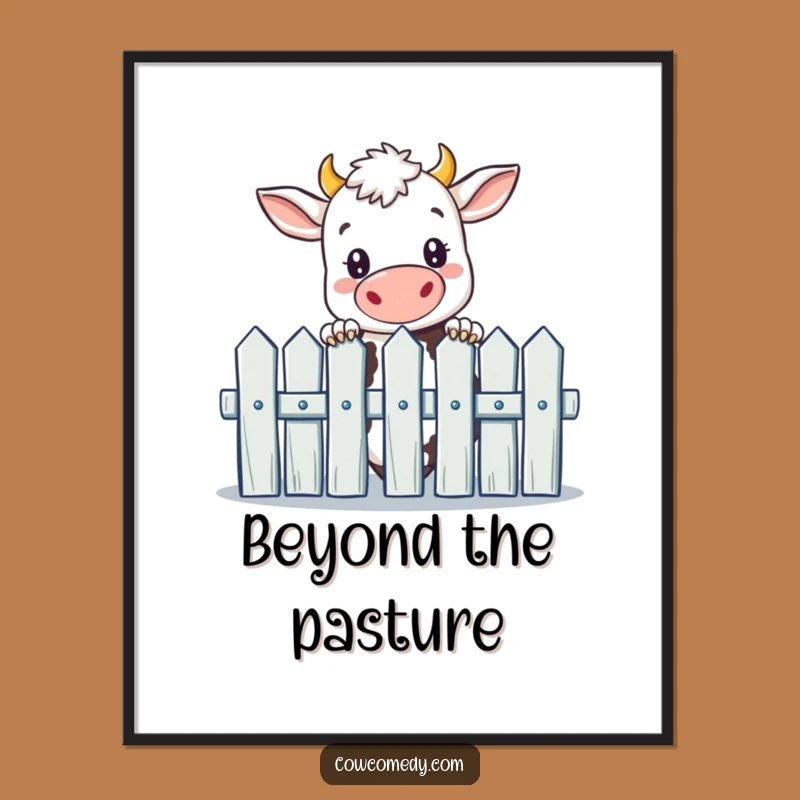 Funny Curious Cow Poster: Quirky Farm Art for Wall Decor