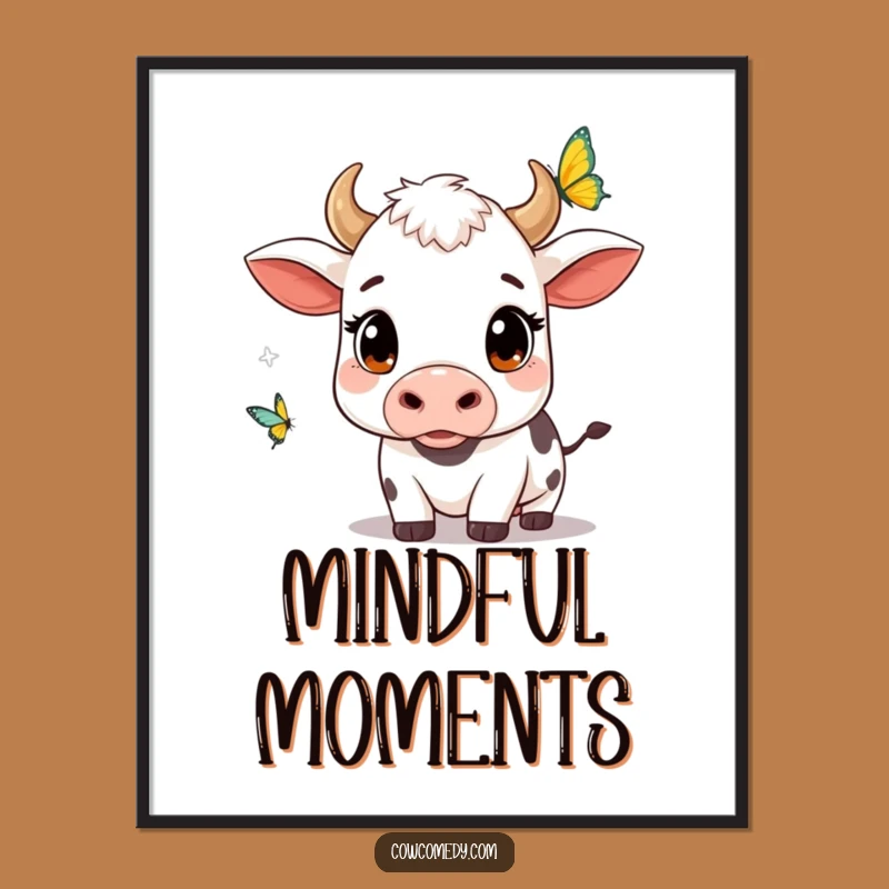 Funny Kawaii Cow Butterfly Watch Poster: Capture Wonder on Your Walls