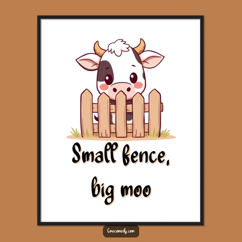 Funny Kawaii Cow Poster - Adorable Peekaboo Farm Art for Gifts