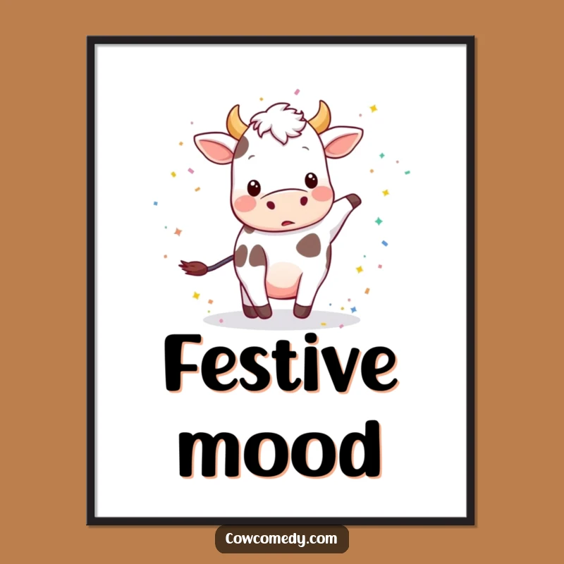 Funny Playful Cow Confetti Poster: Festive Wall Art, Perfect Funny Gift