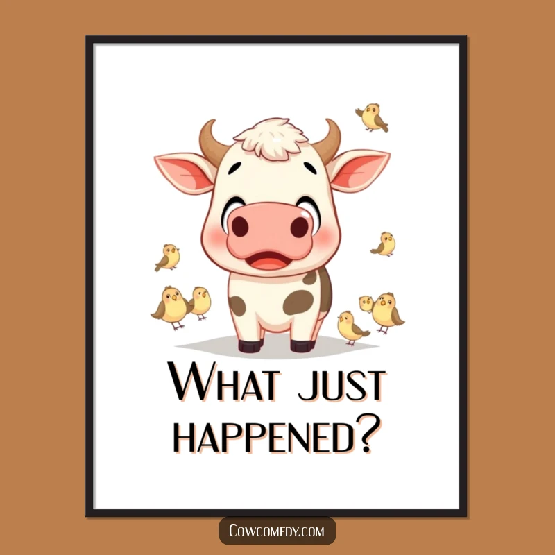 Funny Surprised Cow Poster: Adorn Your Walls with Comedic Awe, a Unique Funny Gift
