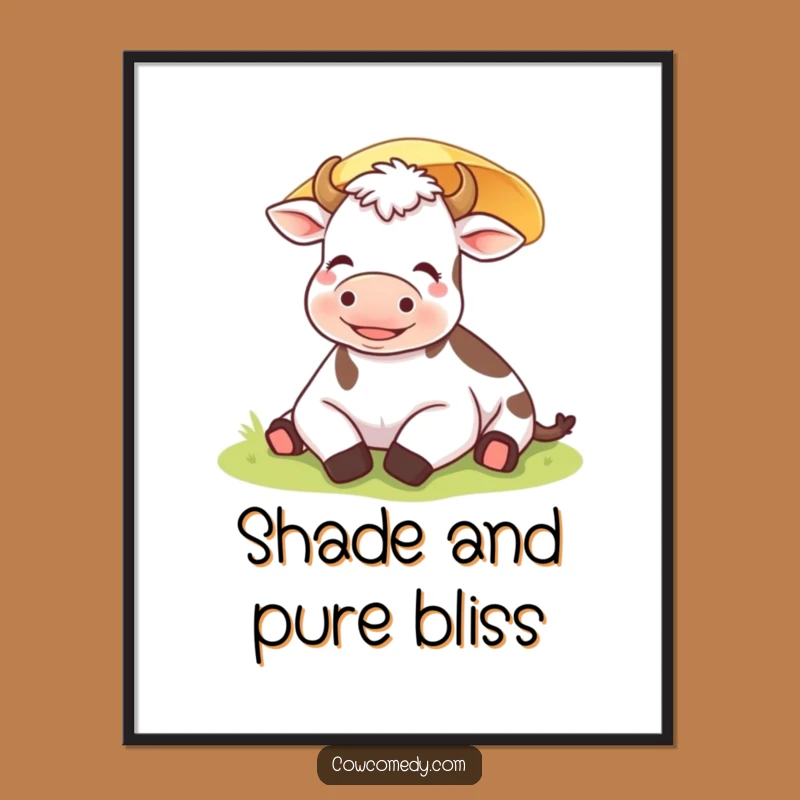 Funny Content Cow Poster: Adorn Your Space with Peaceful Bovine Art, a Serene Funny Gift