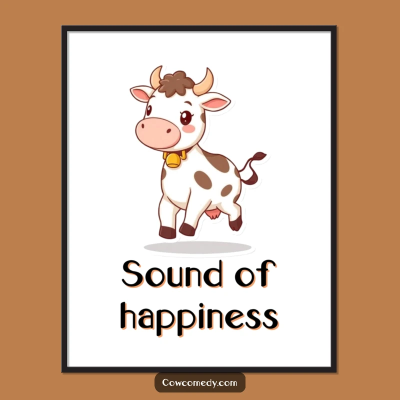 Funny Happy Bell Cow Poster: Cheerful Farm Art Gift