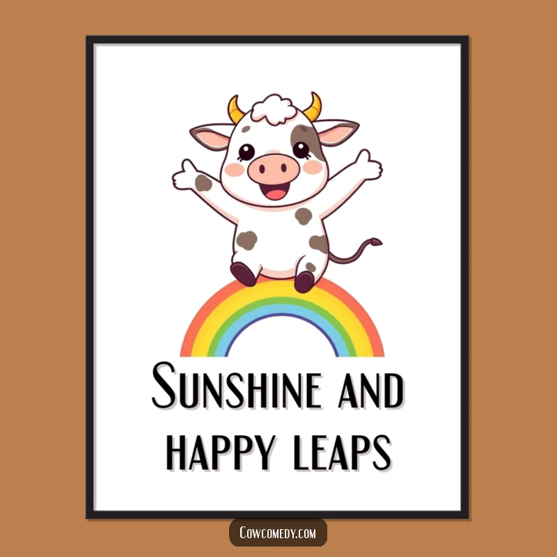 Funny Rainbow Cow Poster: Adorn Your Walls with Optimistic Art, a Vibrant Funny Gift