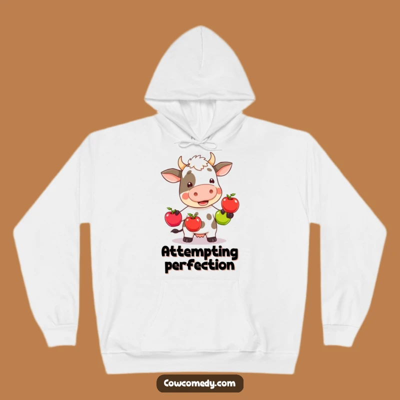 Funny Juggling Cow Hoodie - Kawaii Apple Chaos Comfort Gift