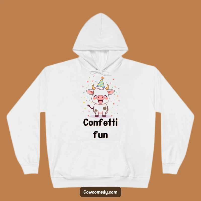 Funny Cow Hoodie: Excited Party Hat Sweatshirt, Great Gift