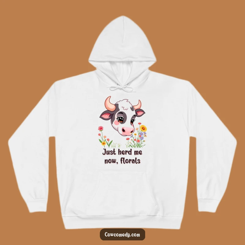 Cozy Funny Curious Cow Hoodie: Wildflower Sniffer, Warm and Humorous Gift