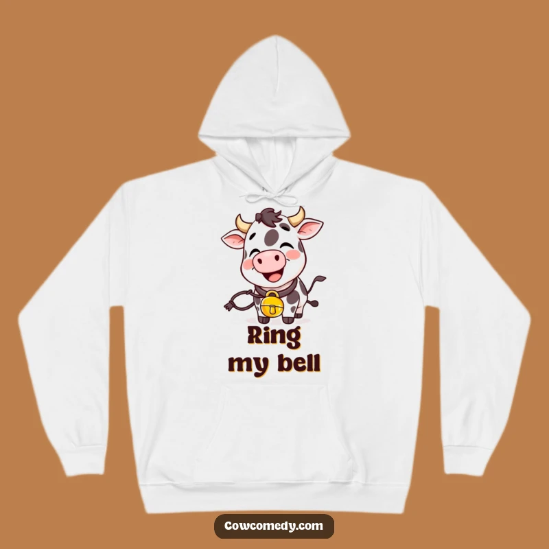 Cozy Funny Giggling Cow Hoodie With Cowbell Ultimate Funny Gift