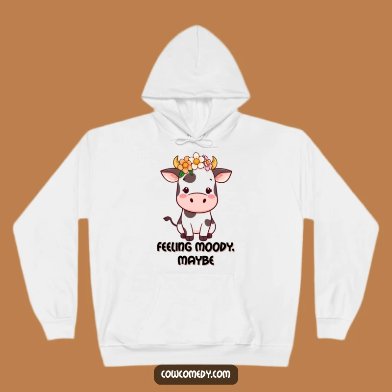 Cozy Funny Kawaii Cow Hoodie: Flower Crown Comfort - Ideal Funny Gift