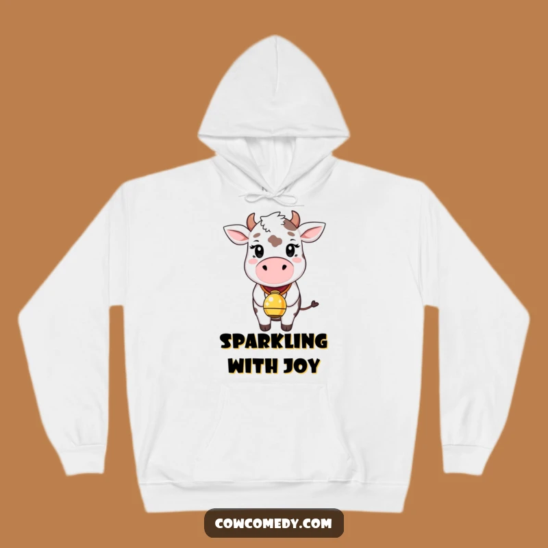 Cozy Funny Whimsical Cow Hoodie: Sparkle Bell Comfort, Warm Funny Gift