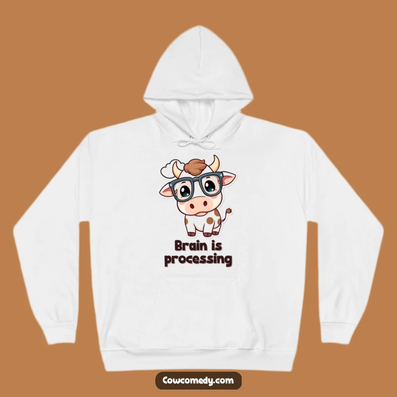 Funny Kawaii Cow Glasses Hoodie: Cozy Thoughtful Cloud Cow Gift Apparel!