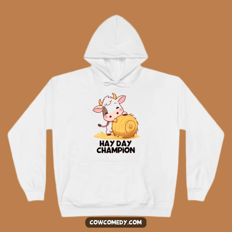 Funny Playful Cow Hoodie: Cozy Fun with Hay Ball Adventures