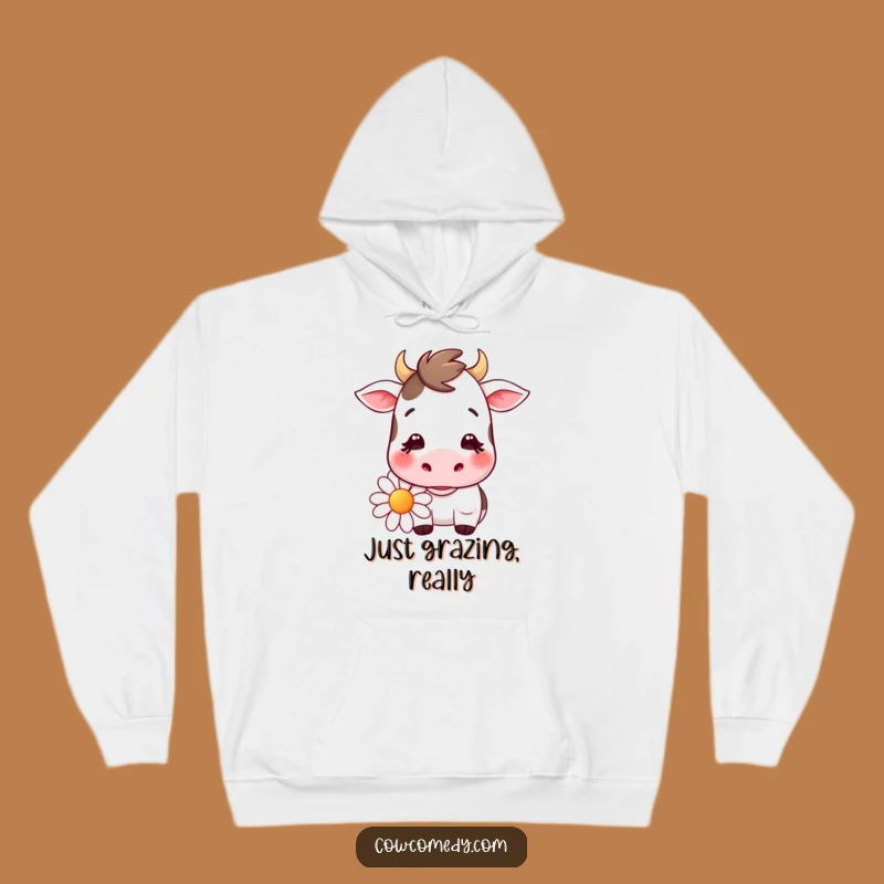 Cozy Funny Kawaii Cow Daisy Chew Hoodie: Warm & Whimsical Gift for Cow Fans