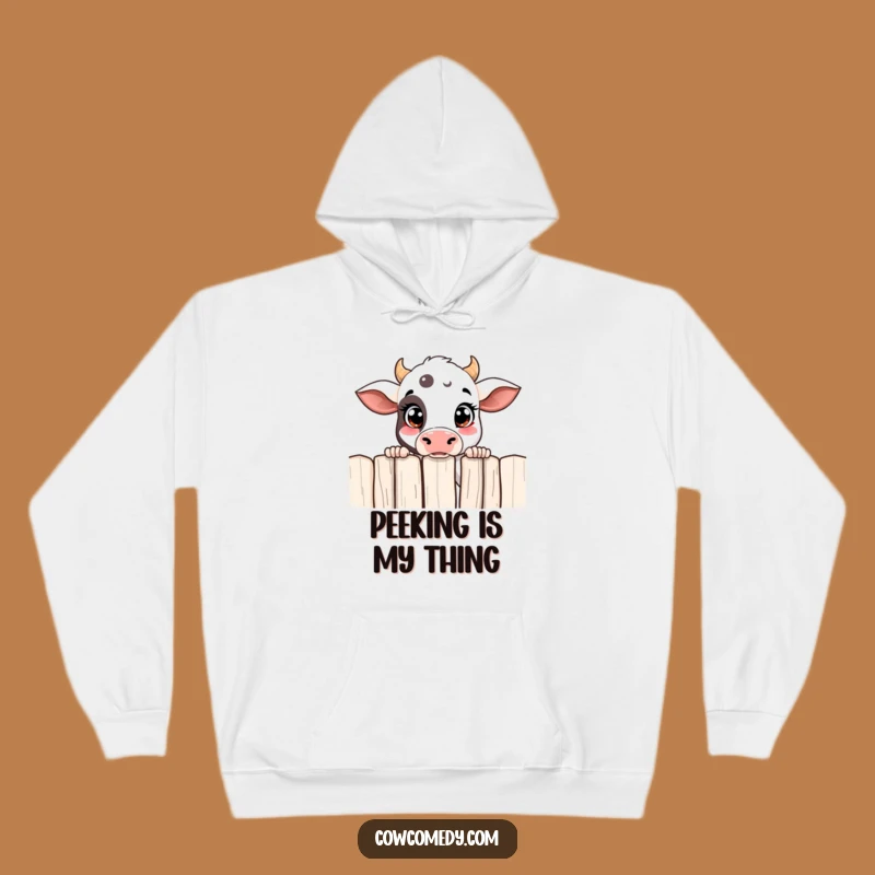 Cozy Funny Curious Cow Hoodie Peeking Over Fence Ultimate Funny Gift