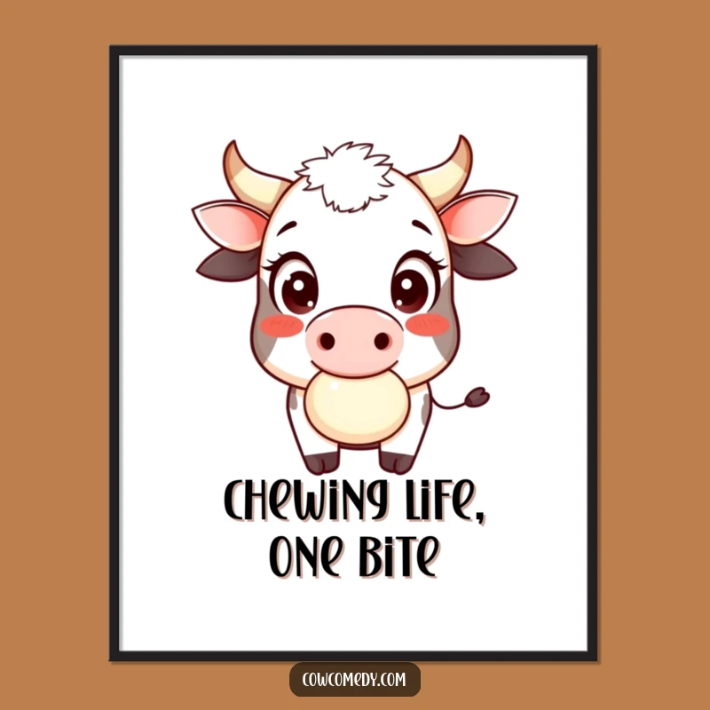 Free Printable Wall Art: Smiling Cow Chewing Cud Downloadable Art