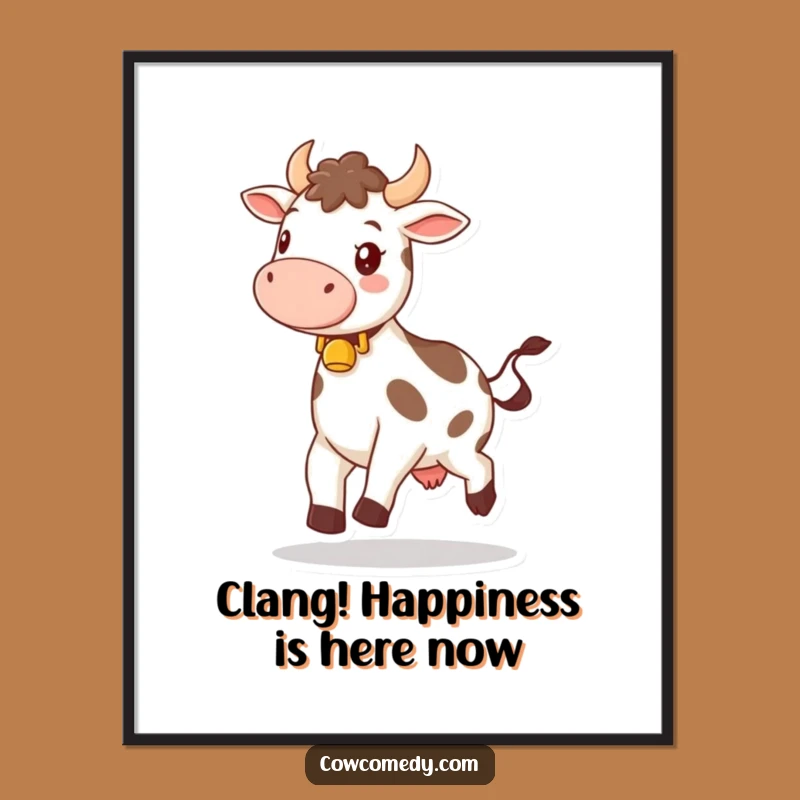 Funny Free Printable Wall Art: Happy Cow Skipping Art!
