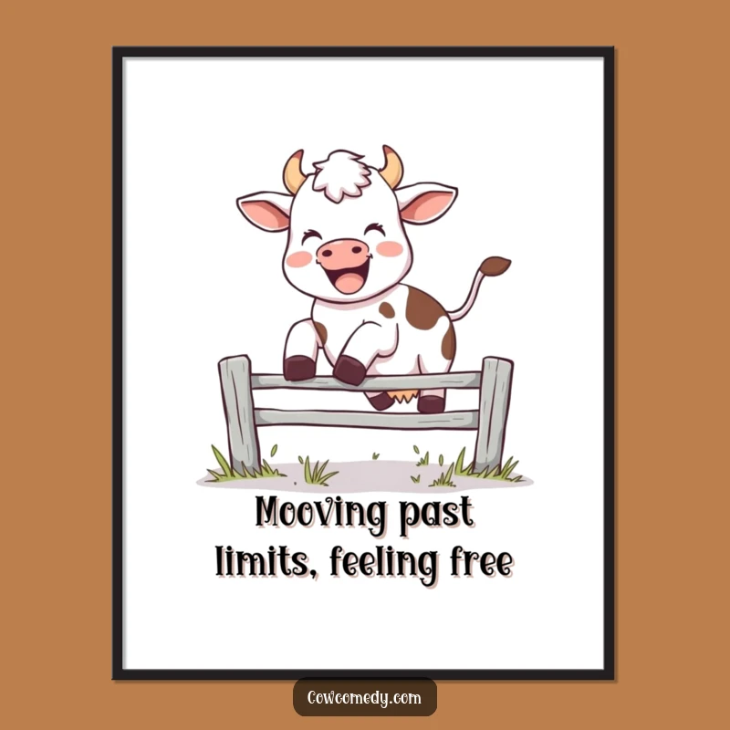 Funny Free Printable Wall Art: Joyful Cow's Leap of Moo-sic - Energetic Downloadable Art