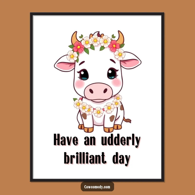 Free Printable Cow Wall Art: Funny Floral Bovine Downloadable Art Print