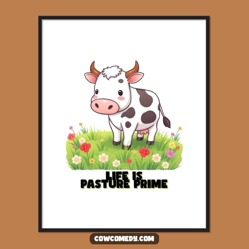 Funny Free Printable Cow Wall Art - Grazing Cow, Downloadable Decor