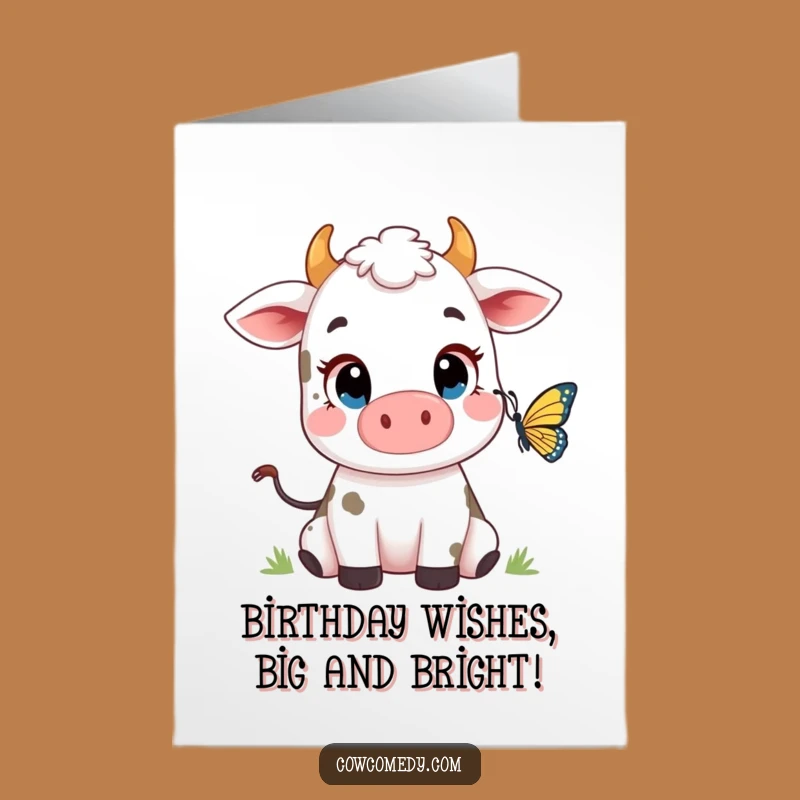 Free Printable Birthday Cow & Butterfly Card: Funny Downloadable Gift of Wonder