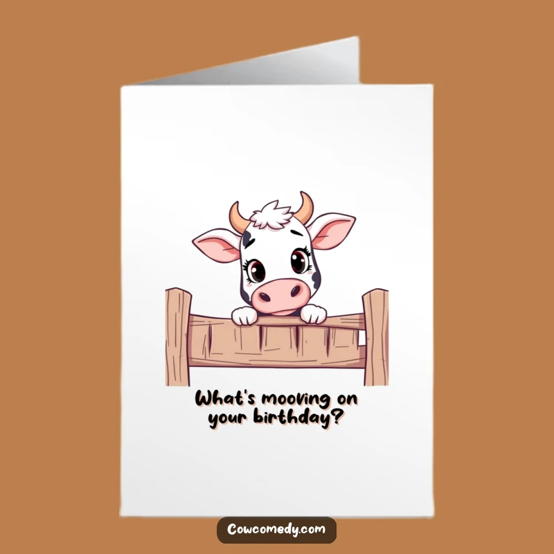 Free Printable Birthday Card: Curious Cow Peek Funny Downloadable