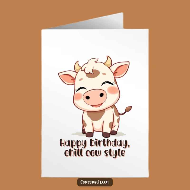 Free Printable Birthday Card: Smiling Cow Breezy Bliss - Funny Downloadable Gift