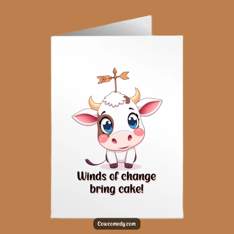 Free Printable Curious Cow Birthday Card: Weather Vane Wonder Funny Downloadable Gift