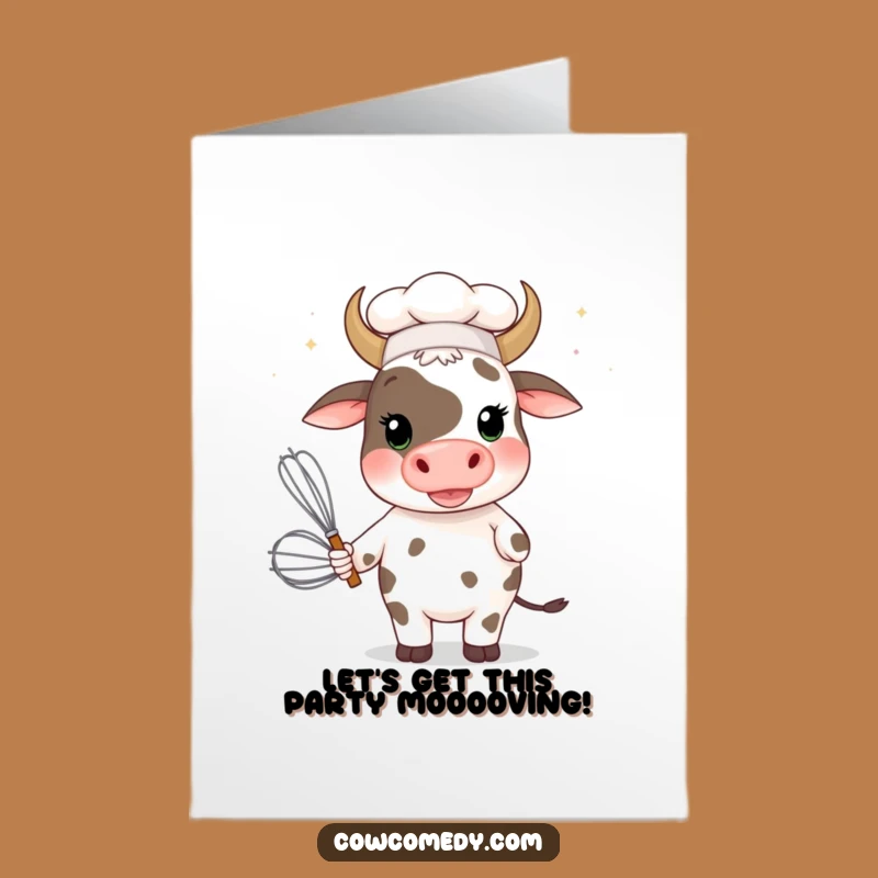 Free Printable Silly Chef Cow Birthday Card - Funny Downloadable Gift for Bakers!
