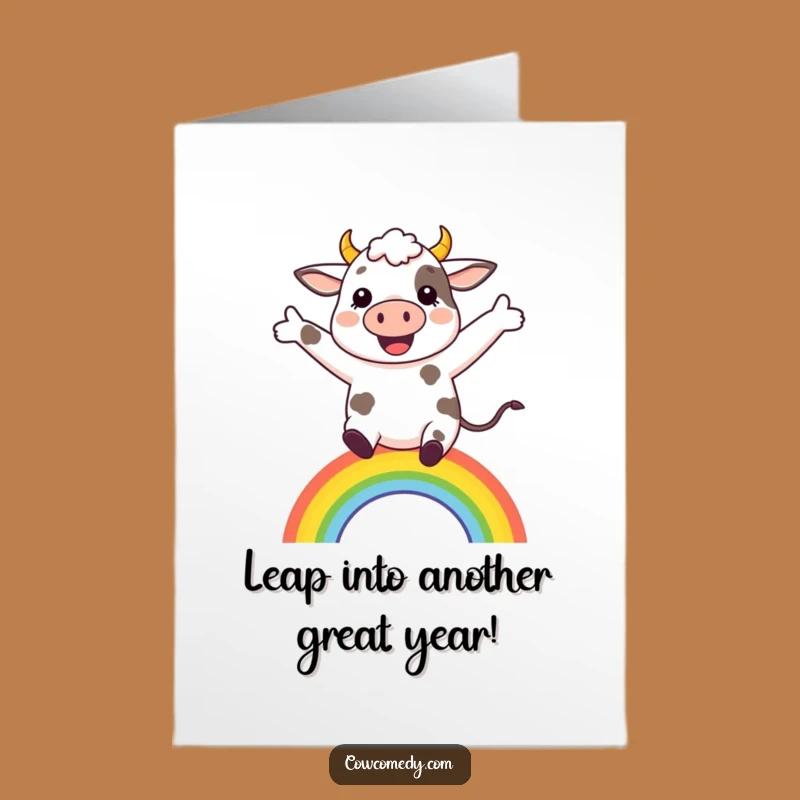 Free Printable Leaping Cow Birthday Card - Joyful Downloadable Gift for a Happy Year!
