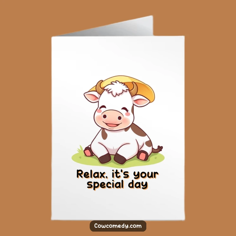 Free Printable Content Cow Birthday Card - Relaxing Downloadable Gift for a Chill Birthday!