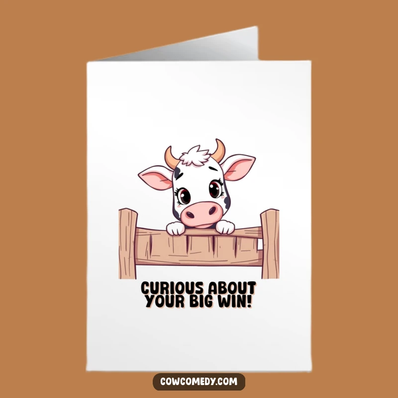 Free Printable Congrats Card: Curious Cow Peek Funny Downloadable