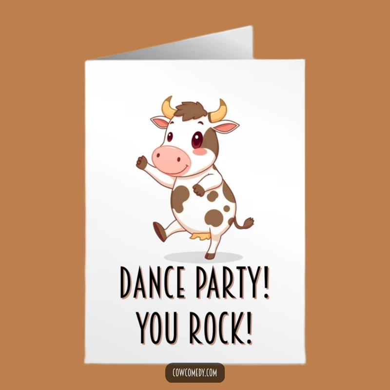 Free Printable Congrats Card: Cheerful Cow Celebrating, Funny Downloadable Gift for Winners