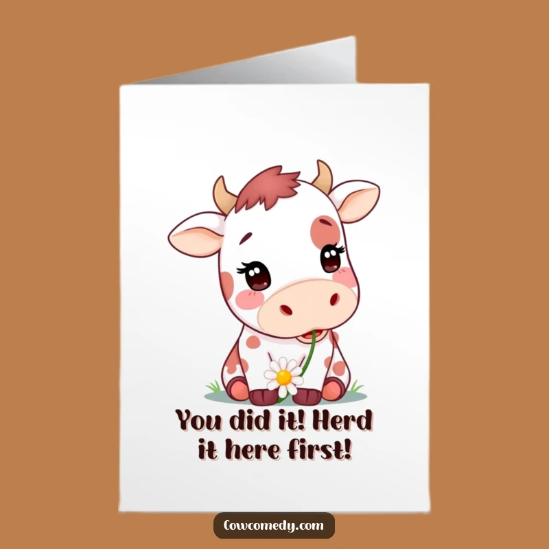 Free Printable Congrats Card: Spotted Cow Daisy Delight - Funny Downloadable Gift