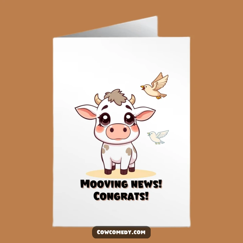 Free Printable Congrats Card: Surprised Cow & Bird, Funny Downloadable Celebration Gift