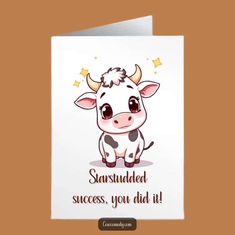 Free Printable Congrats Card: Wonder Cow Catching Stars Funny Downloadable