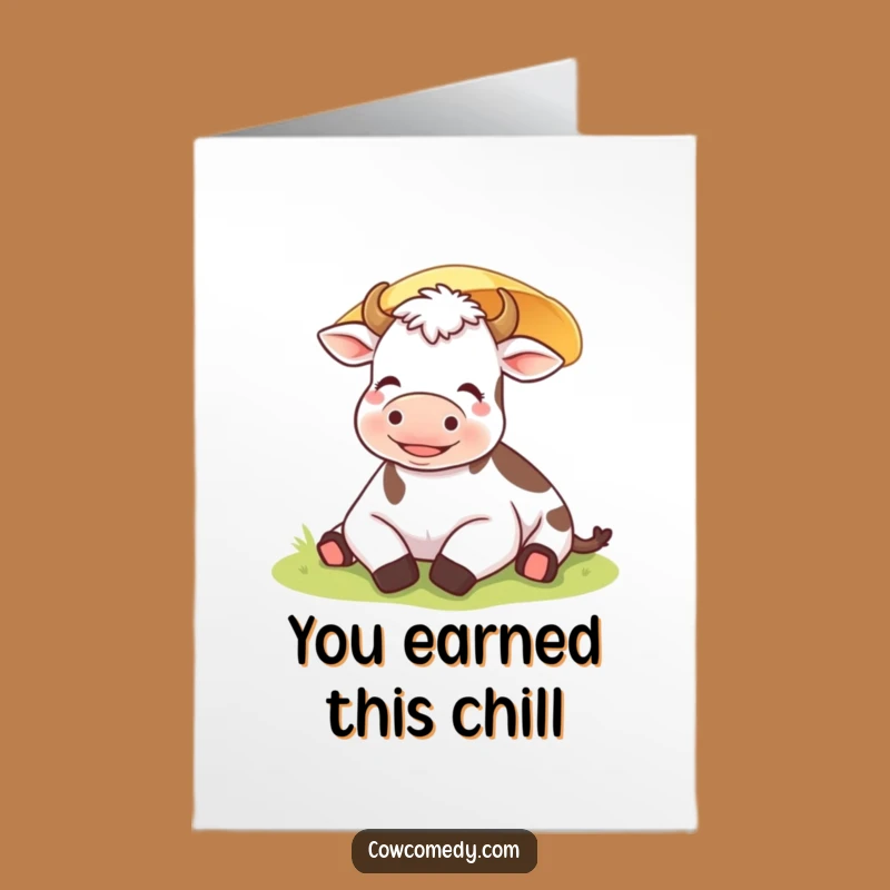 Free Printable Content Cow Congratulations Card - Relaxed Downloadable Gift for Achievements!