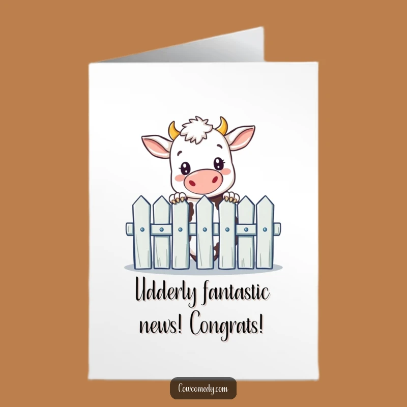 Free Printable Cow Congrats Card - Curious Cow Peeking, Downloadable DIY Gift