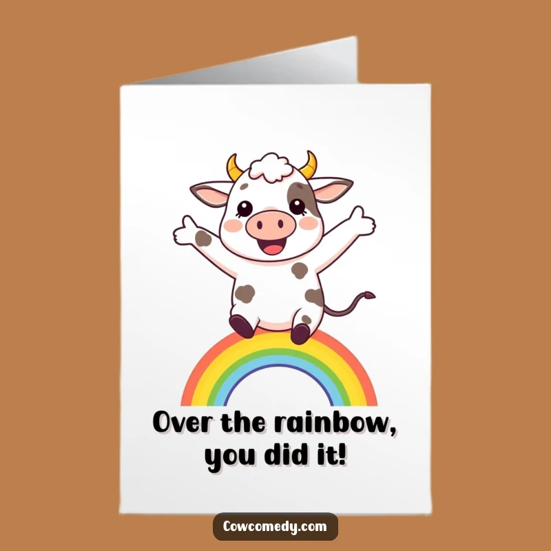 Free Printable Leaping Cow Congratulations Card - Uplifting Downloadable Gift for Success!