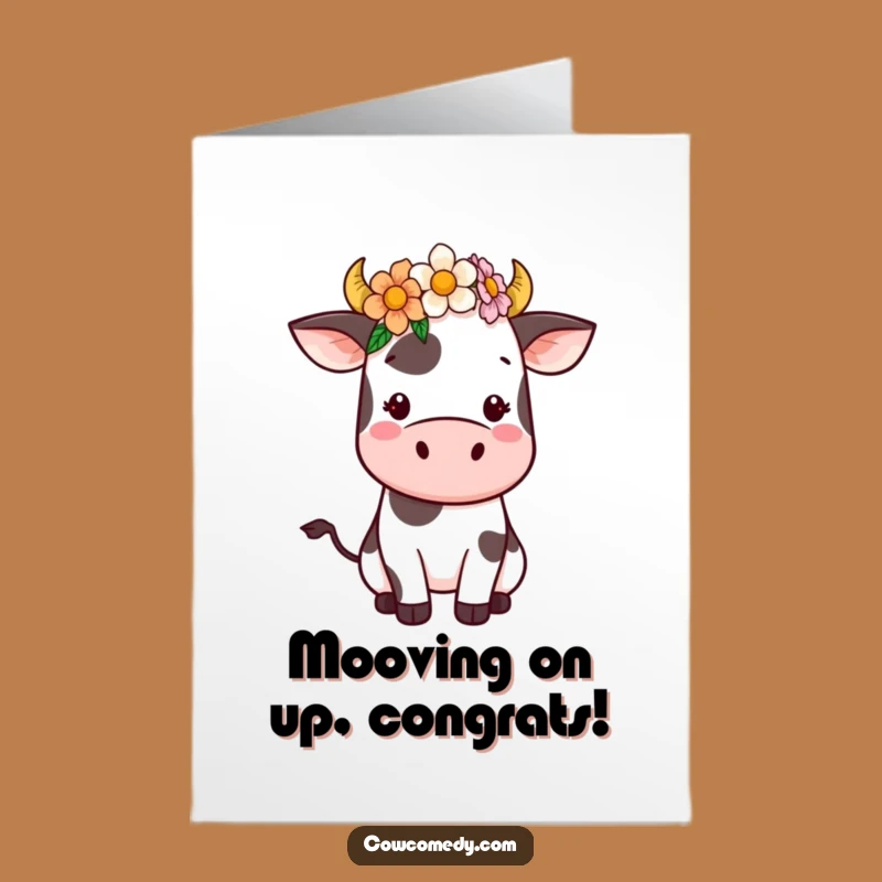 Free Printable Congrats Card: Kawaii Cow Flower Crown Celebrate Downloadable Gift
