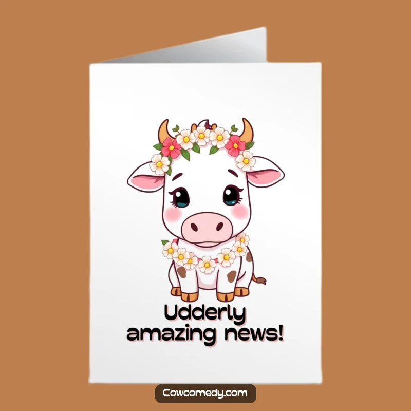 Free Printable Cow Congratulations Card: Funny Floral Bovine Downloadable Greeting
