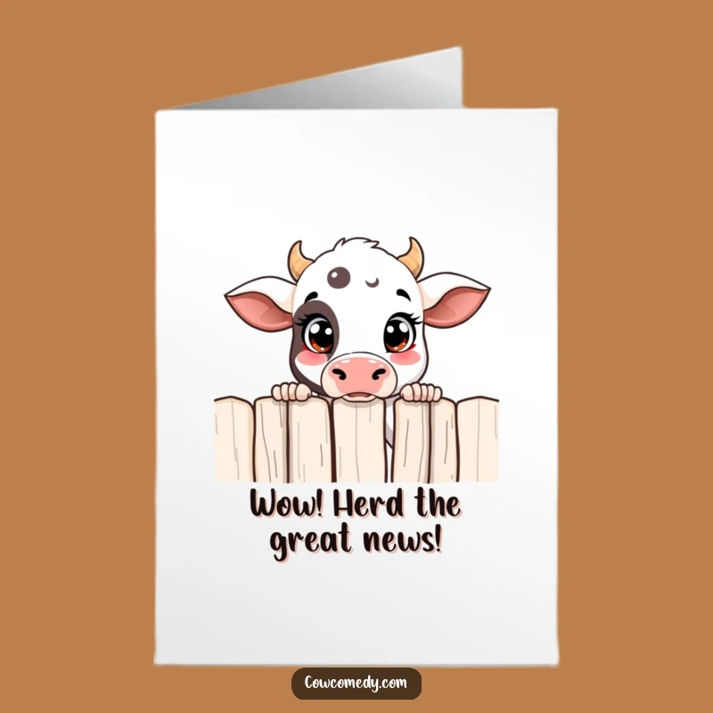 Free Printable Congrats Card: Curious Cow Peeking - Funny Downloadable Gift