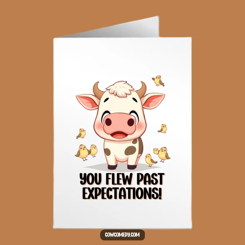 Free Printable Surprised Cow Congratulations Card - Funny Downloadable Gift for Unexpected Wins!