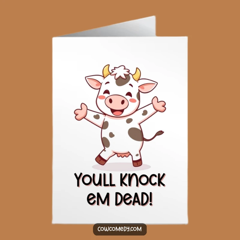 Free Printable Congrats Card: Cheerful Cow Jigging Downloadable Gift