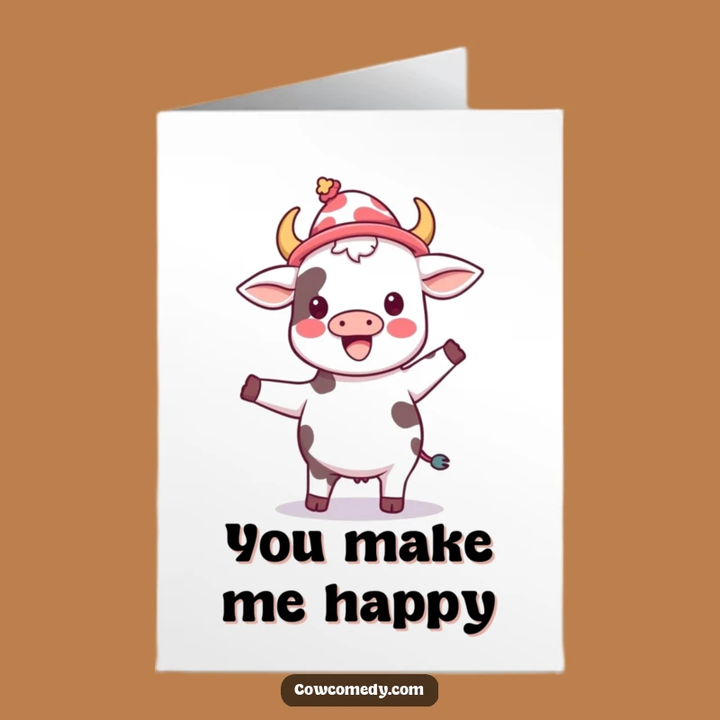 Free Printable Dancing Cow Thank You Card: Silly Hat Groove Funny Downloadable Gift