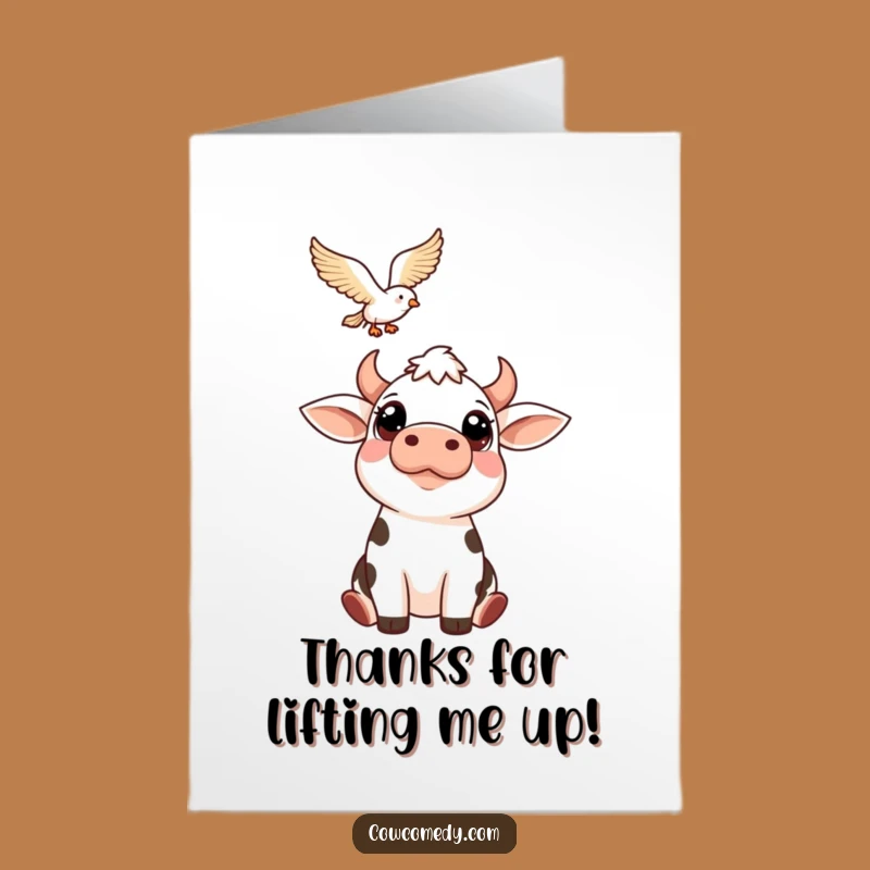 Free Printable Thank You Card: Appreciative Cow & Bird for Expressing Gratitude