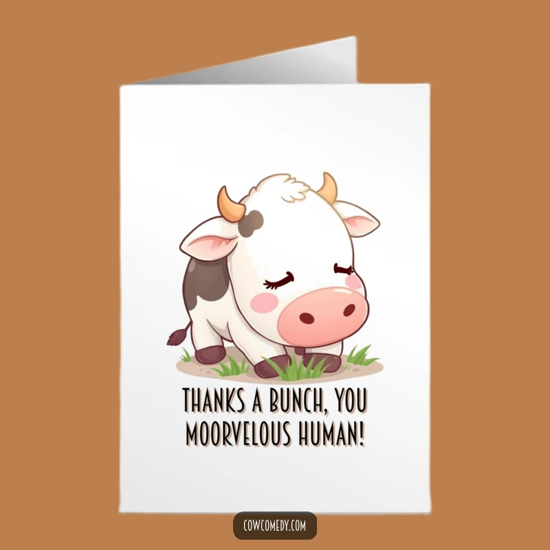 Free Printable Thank You Card: Contented Cow Expressing Thanks, Funny Downloadable Gift Idea