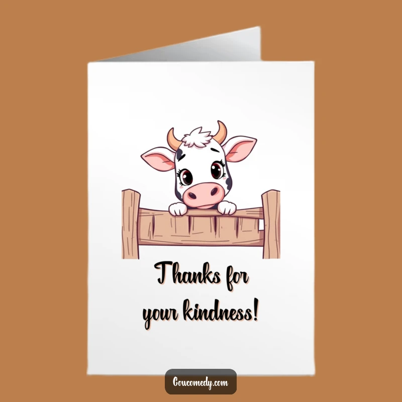 Free Printable Thank You Card: Cow Peek Funny Downloadable
