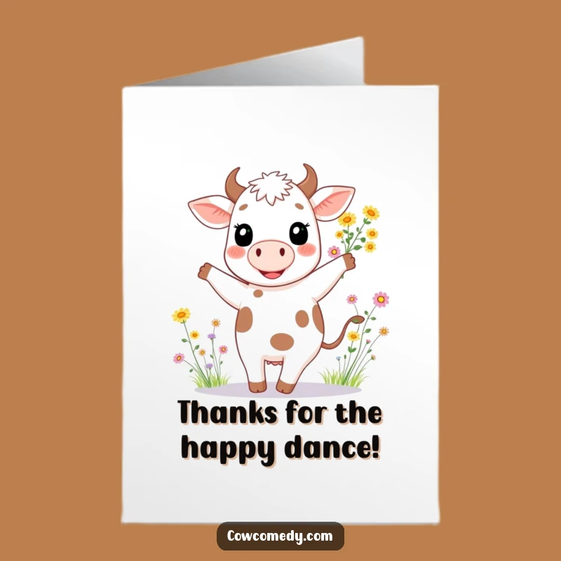 Free Printable Thank You Card: Happy Cow Floral Funny Downloadable